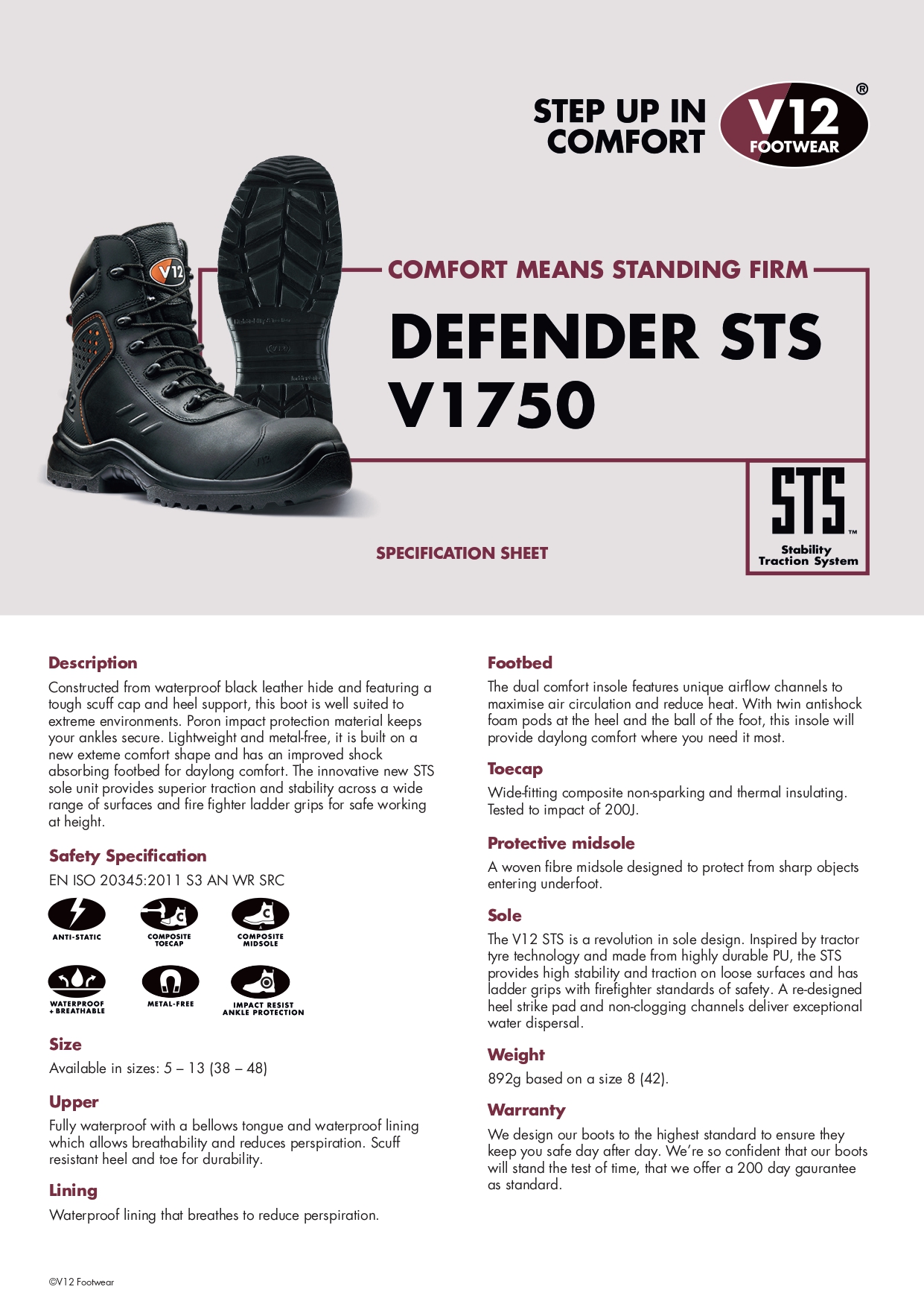 V12 Defender Boot. V12 Defender Boot. Universal Site Supplies