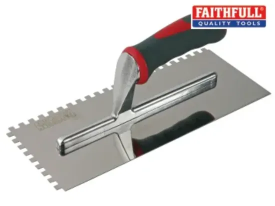 Picture of Notched Trowel Serrated 6mm Stainless Steel Soft Grip Handle 11 x 4.1/2in