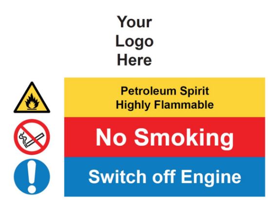 Picture of Petroleum Spirit Highly Flammable - No Smoking / Switch off Engine